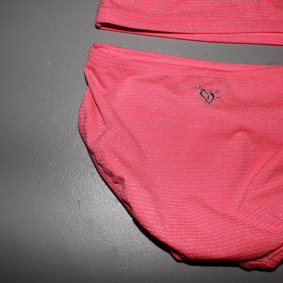 Pink & Silver 2 Pcs Justice Bikini Swimsuit Size 12 - Picture 9 of 11